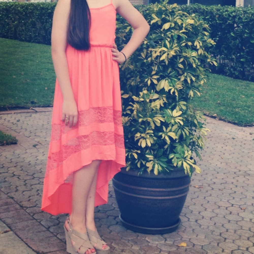Coral High-Low Dress